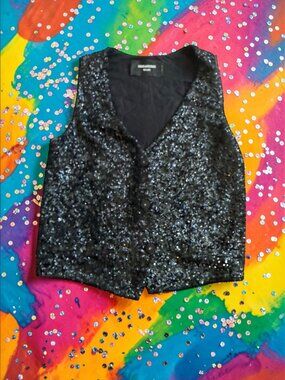 ZADIG & VOLTAIRE Black Sequin Vest Size Medium
